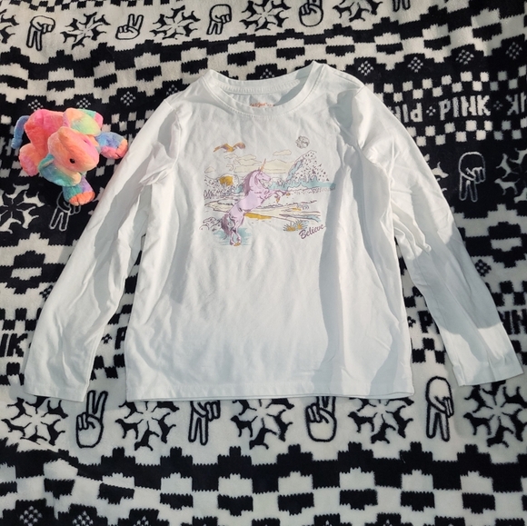 Cat & Jack unicorn believe long sleeve tee - Picture 1 of 4